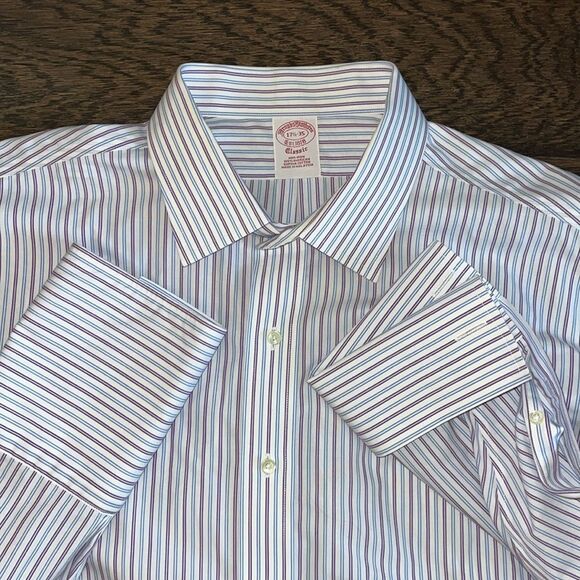 Brooks Brothers French Cuff Blue & Purple Non Iron Classic Dress Shirt Supima - Picture 1 of 3